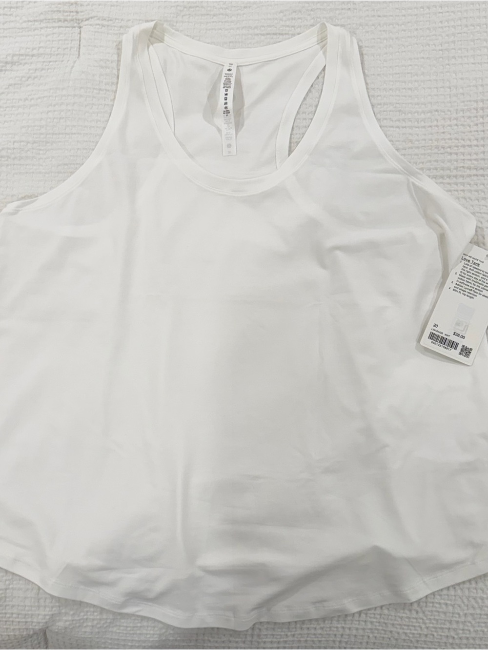 Lululemon “Love Tank” White Racerback Tank Top - Lightweight Women’s Top
